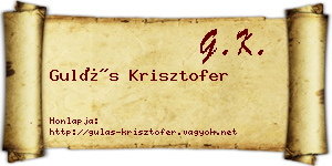 Gulás Krisztofer névjegykártya